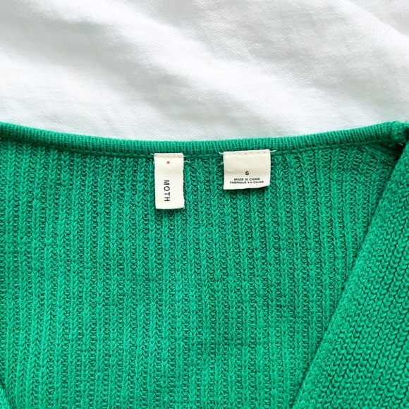 Anthropologie Moth Liza Faux Wrap Sweater Kelly Green Size M Preppy - Picture 6 of 11